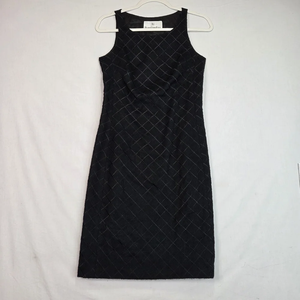 Beatriz Canedo Patiño‎ Alpaca Lambswool Black Sleeveless Dress Textured Grid